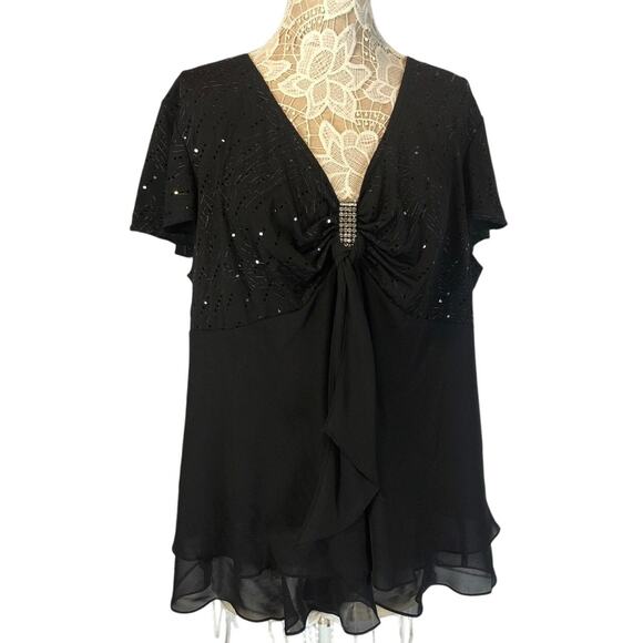 Dressbarn plus collection formal 2 piece outfit black short sleeves size 24 - Picture 3 of 13